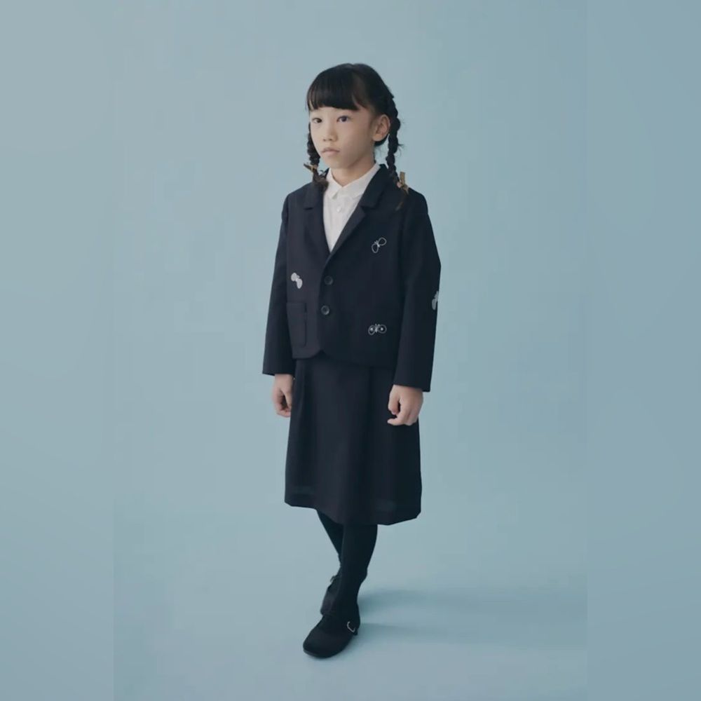 Mina Perhonen Japanese Designer Girl Size 8 Navy Blue Choucho Embroidered Jacket